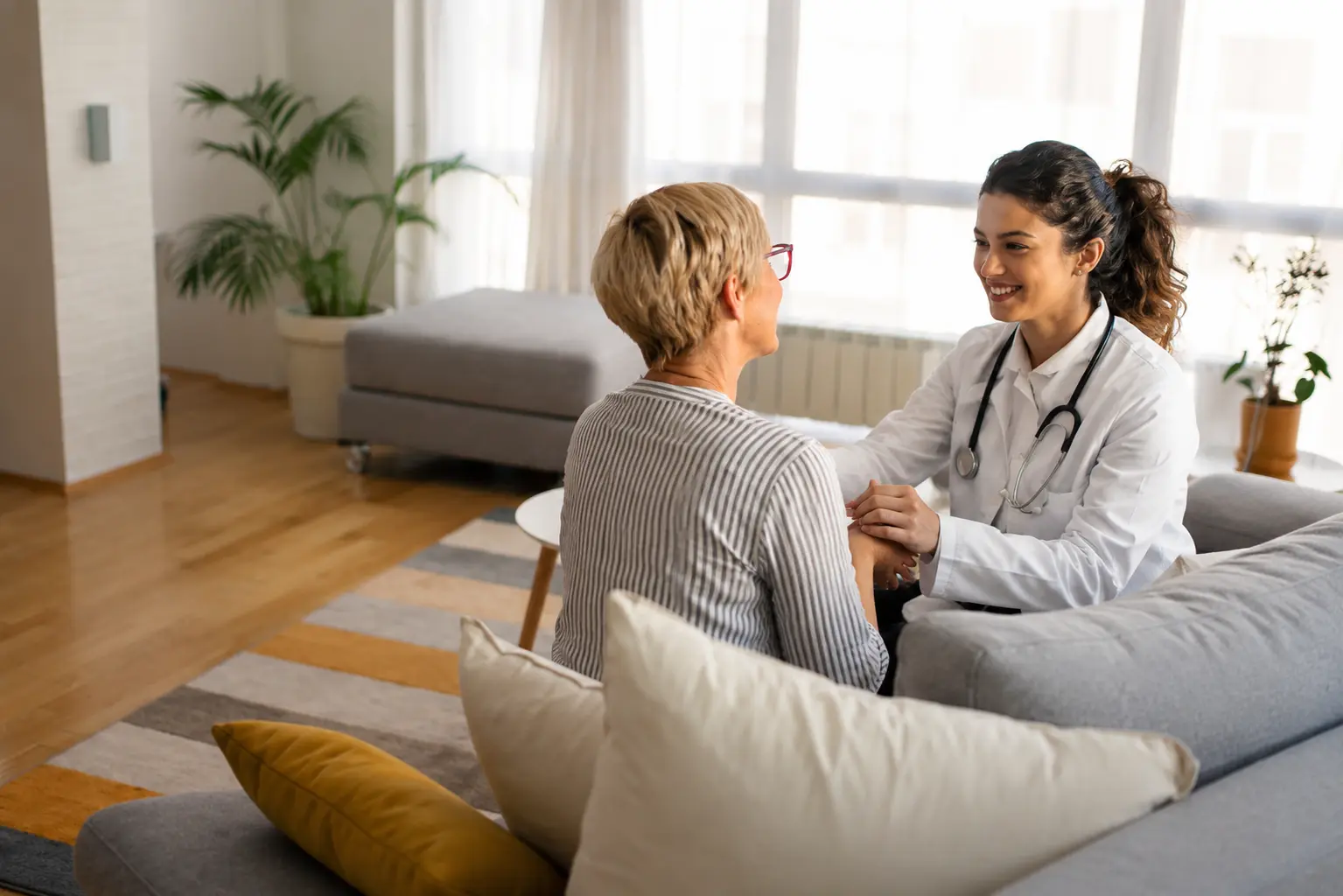 Doctor arriving on time at patient's home